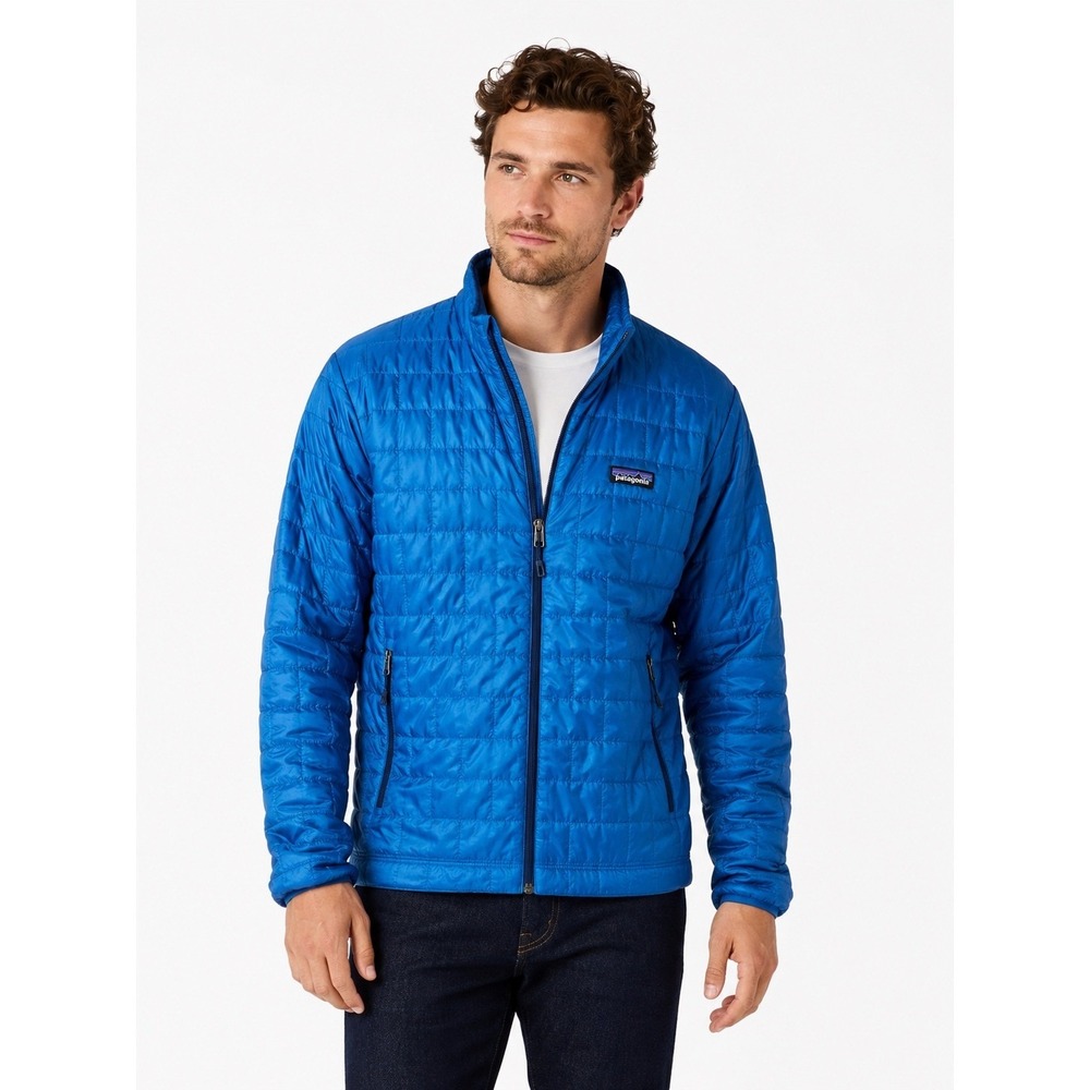 Patagonia Nano Puff Jacket Men's Quilted Large Blue Full Zip Outdoor 84212